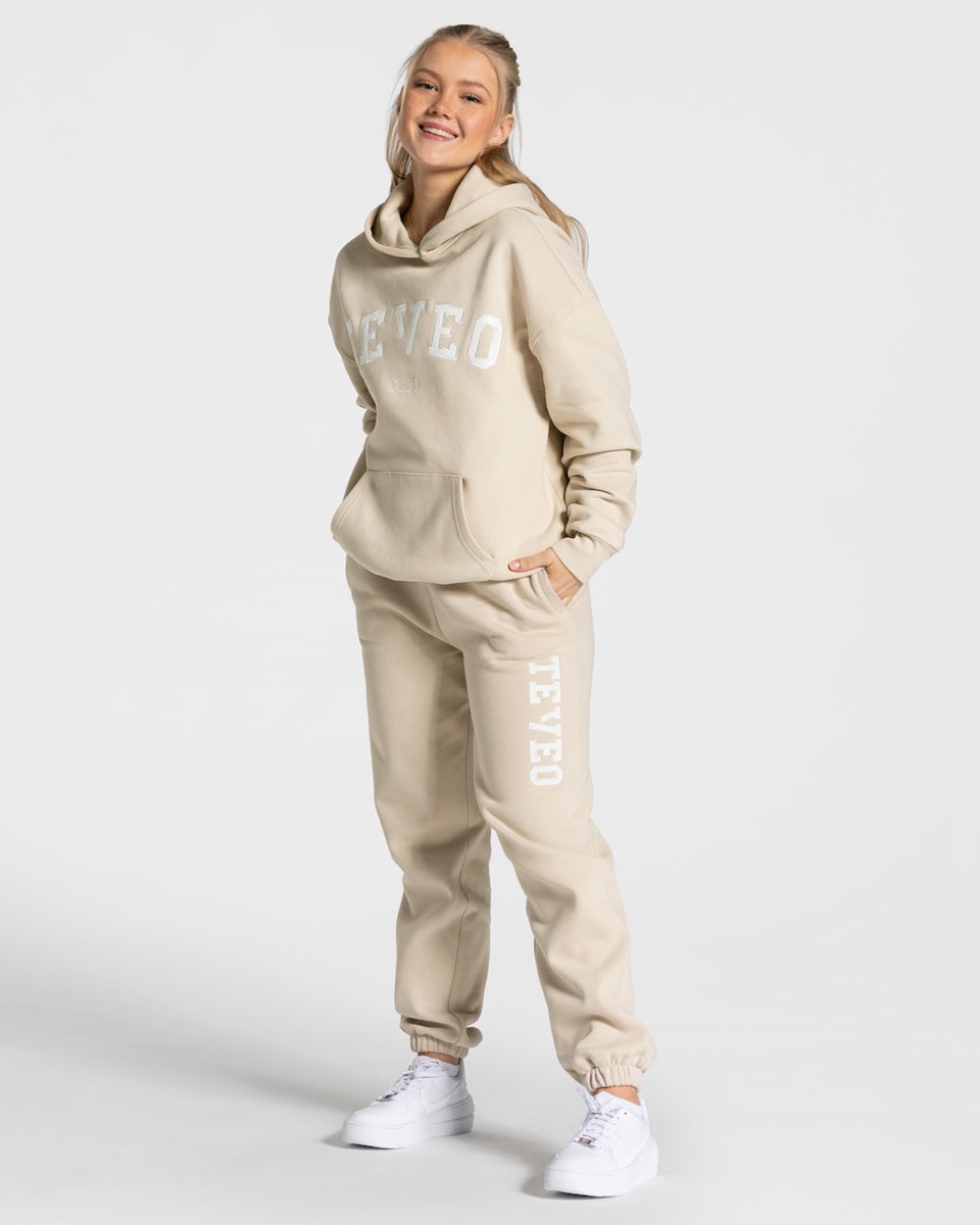 TEVEO College Oversized Hoodie Béžové | 913460-HTP