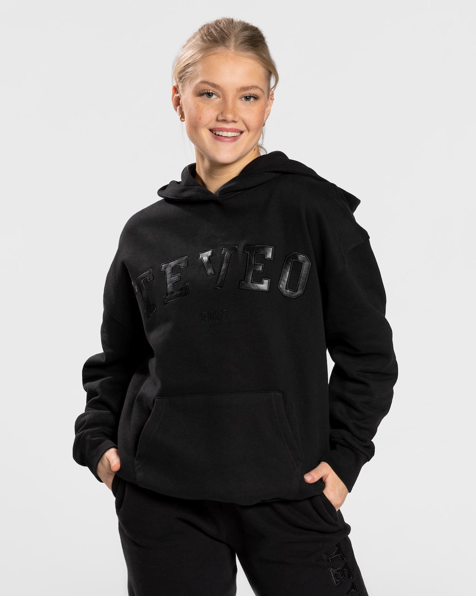 TEVEO College Oversized Hoodie Čierne | 945768-OIA