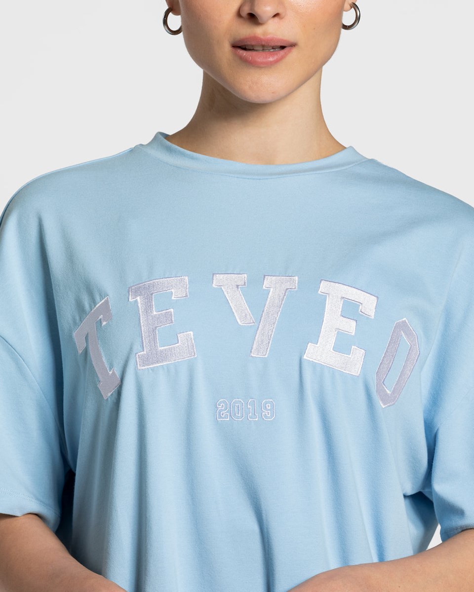 TEVEO College Oversized T-Shirt Modre | 095324-BUX