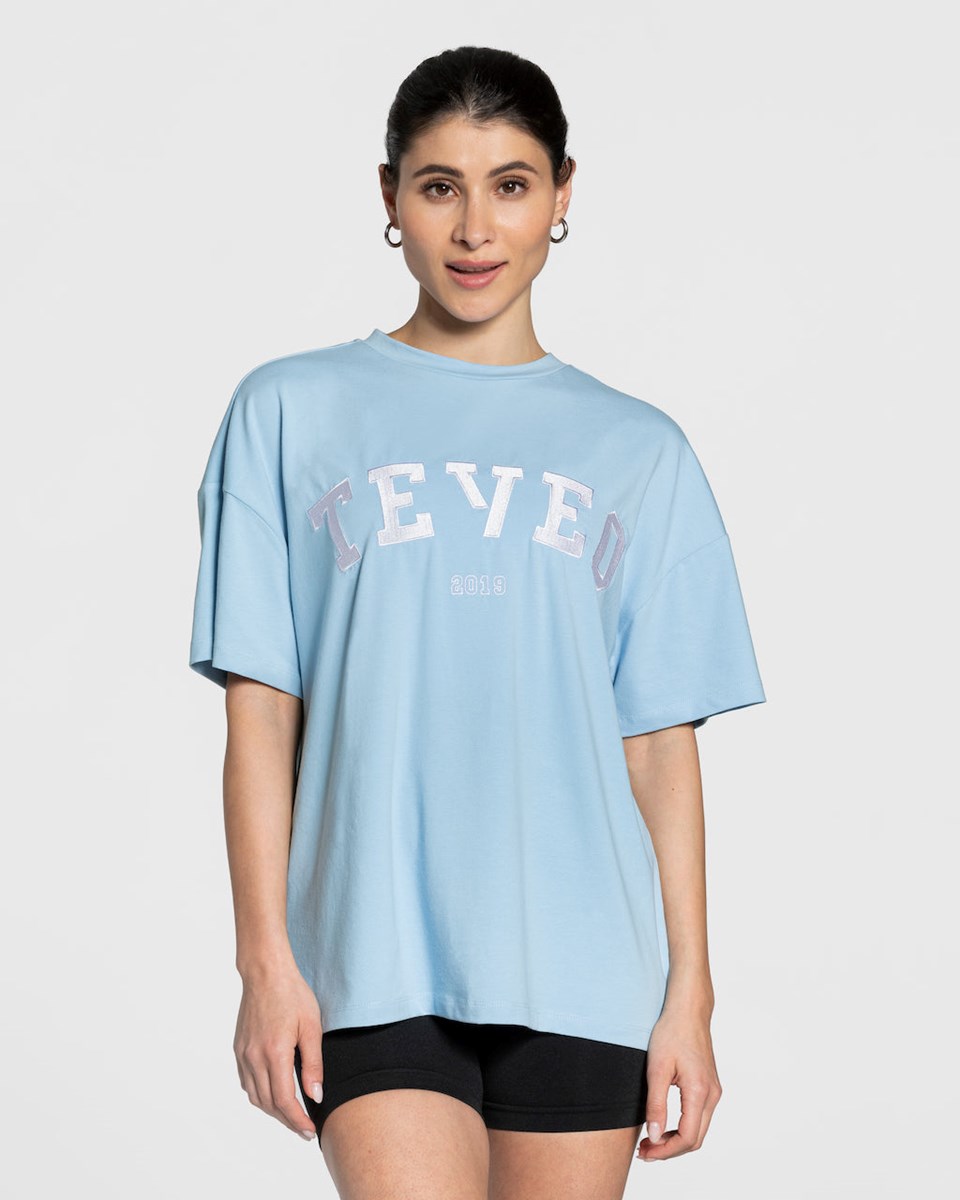 TEVEO College Oversized T-Shirt Modre | 095324-BUX
