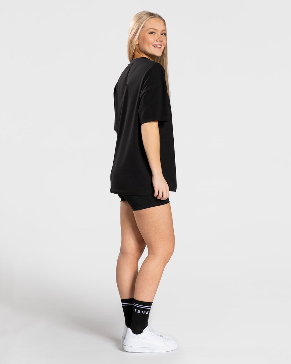 TEVEO College Oversized T-Shirt Čierne | 307912-CYJ