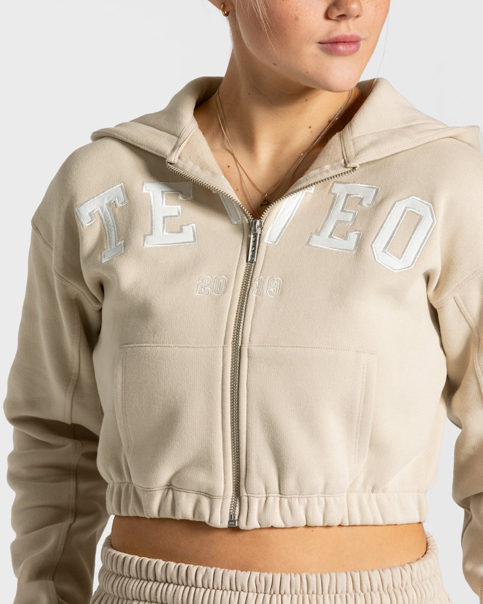 TEVEO College Zip Hoodie Béžové | 138246-DOV