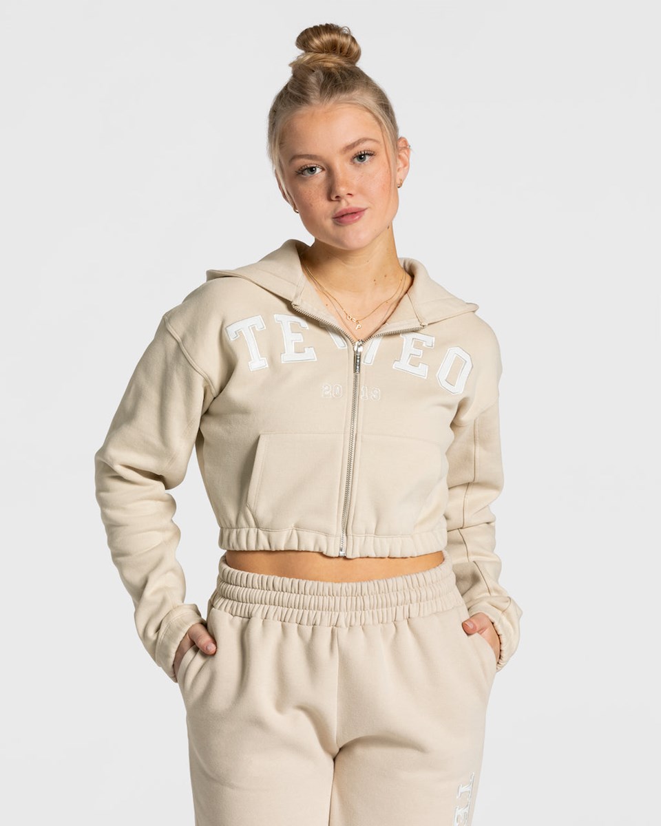 TEVEO College Zip Hoodie Béžové | 138246-DOV