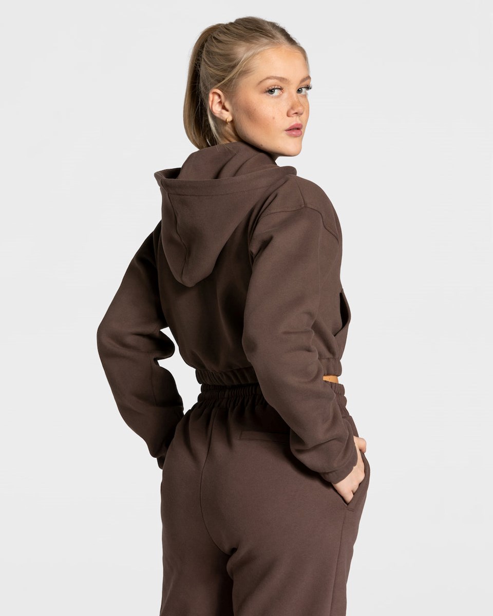 TEVEO College Zip Hoodie Tmavo Hnede | 123097-VOM