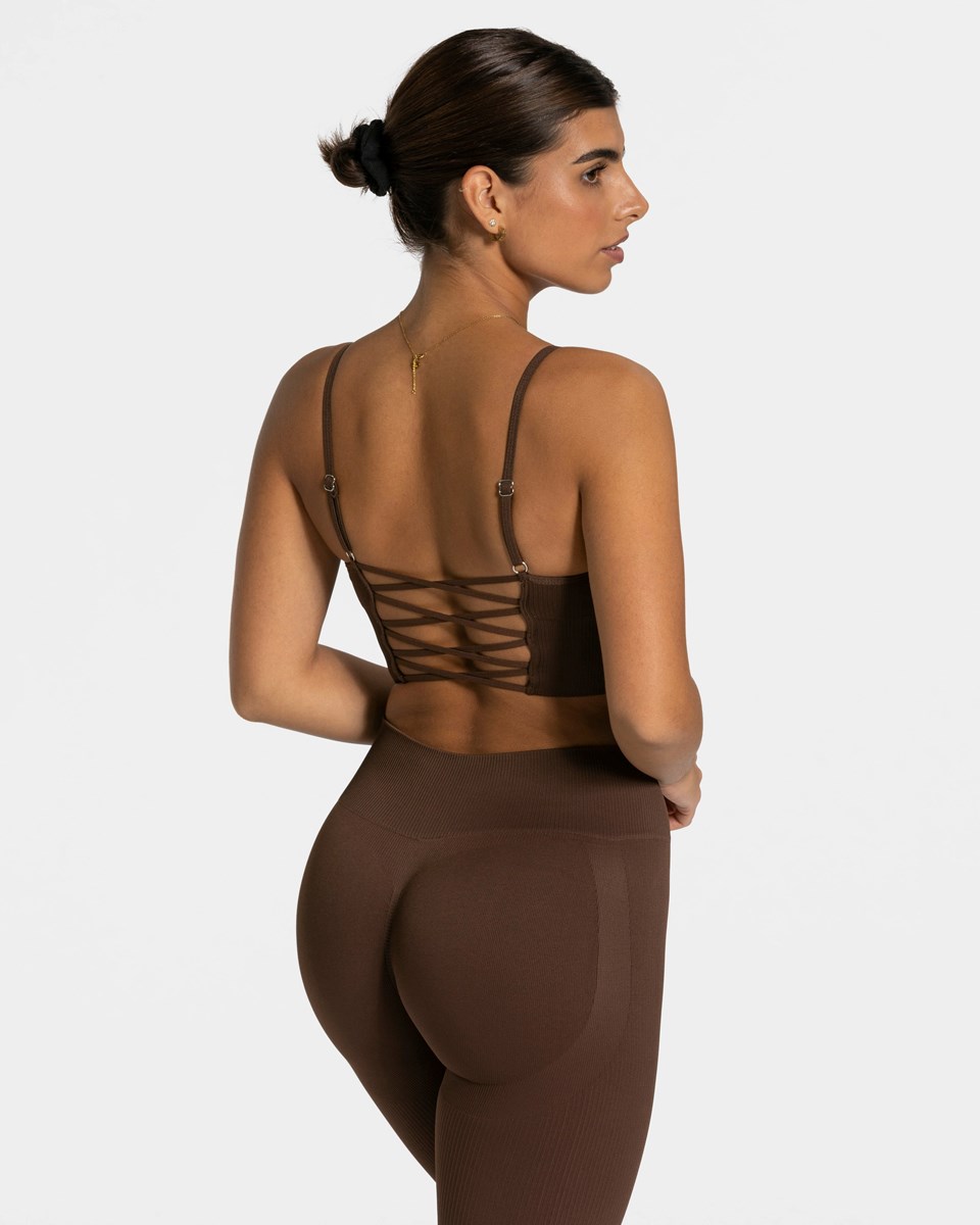 TEVEO Elegantný Cross Top Tmavo Hnede | 365817-WXI