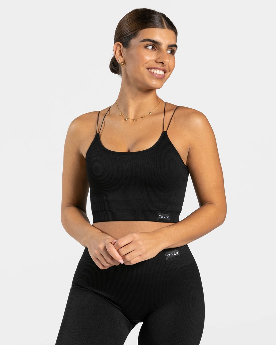 TEVEO Elegantný Remienkove Top Čierne | 104569-ITU