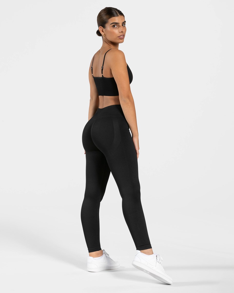 TEVEO Elegantný Scrunch Leggings Čierne | 941605-EOH