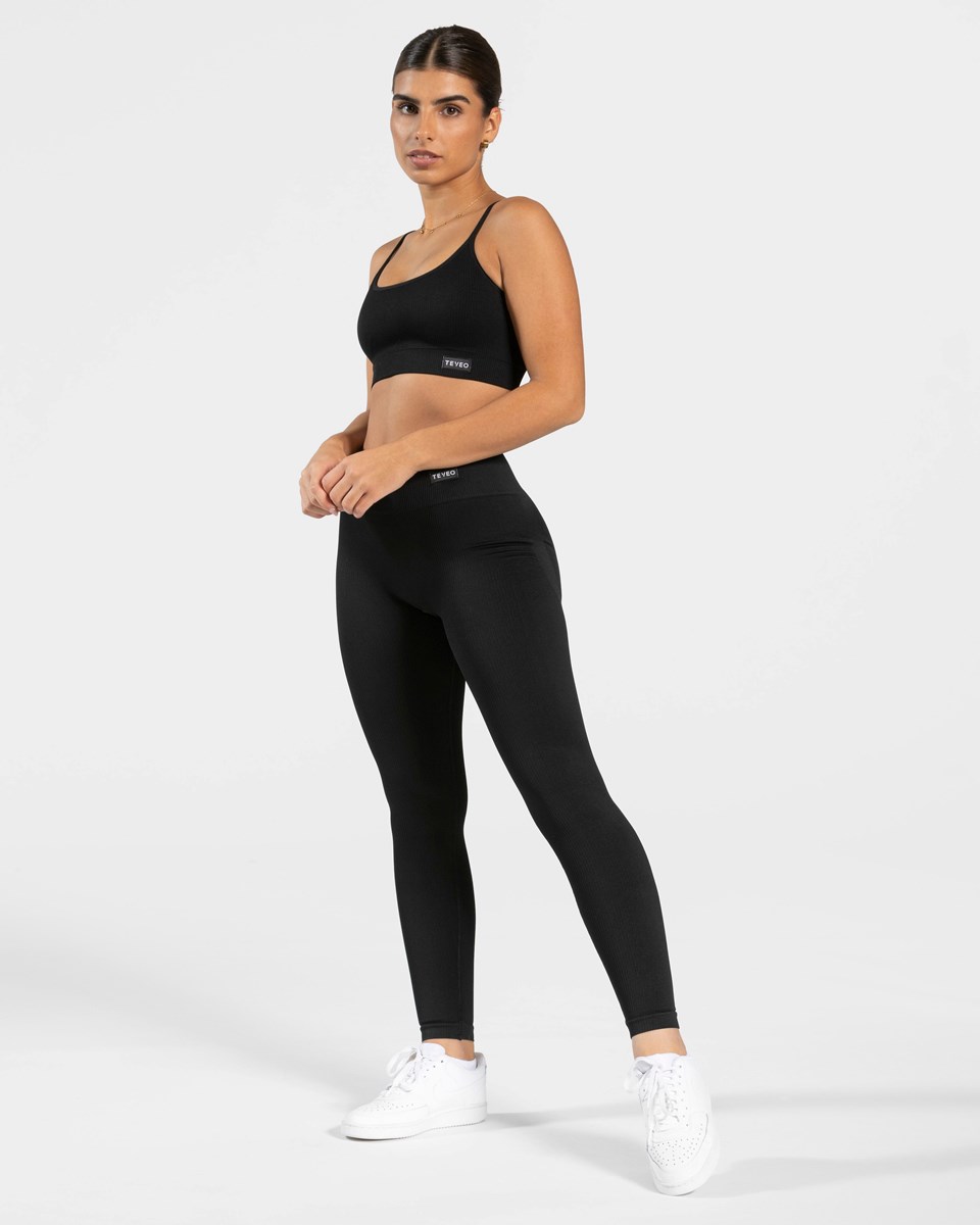 TEVEO Elegantný Scrunch Leggings Čierne | 941605-EOH