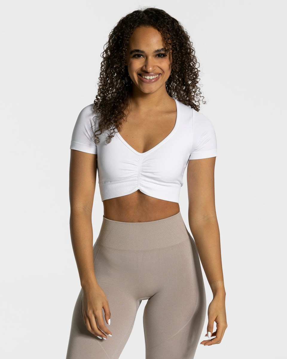 TEVEO Focus Crop Top Biele | 643178-ULY