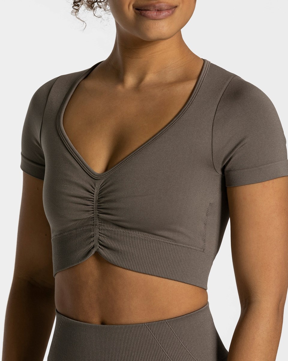 TEVEO Focus Crop Top Taupe | 453916-VUR