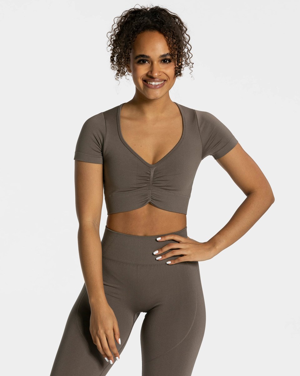 TEVEO Focus Crop Top Taupe | 453916-VUR