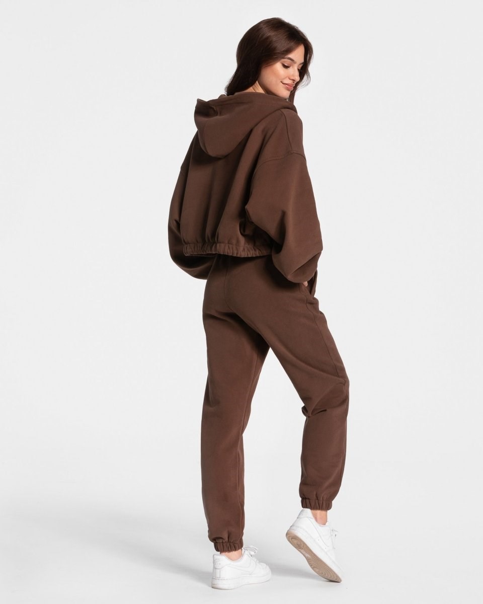 TEVEO Iconic Oversized Zip Hoodie Braun | 402751-NGL