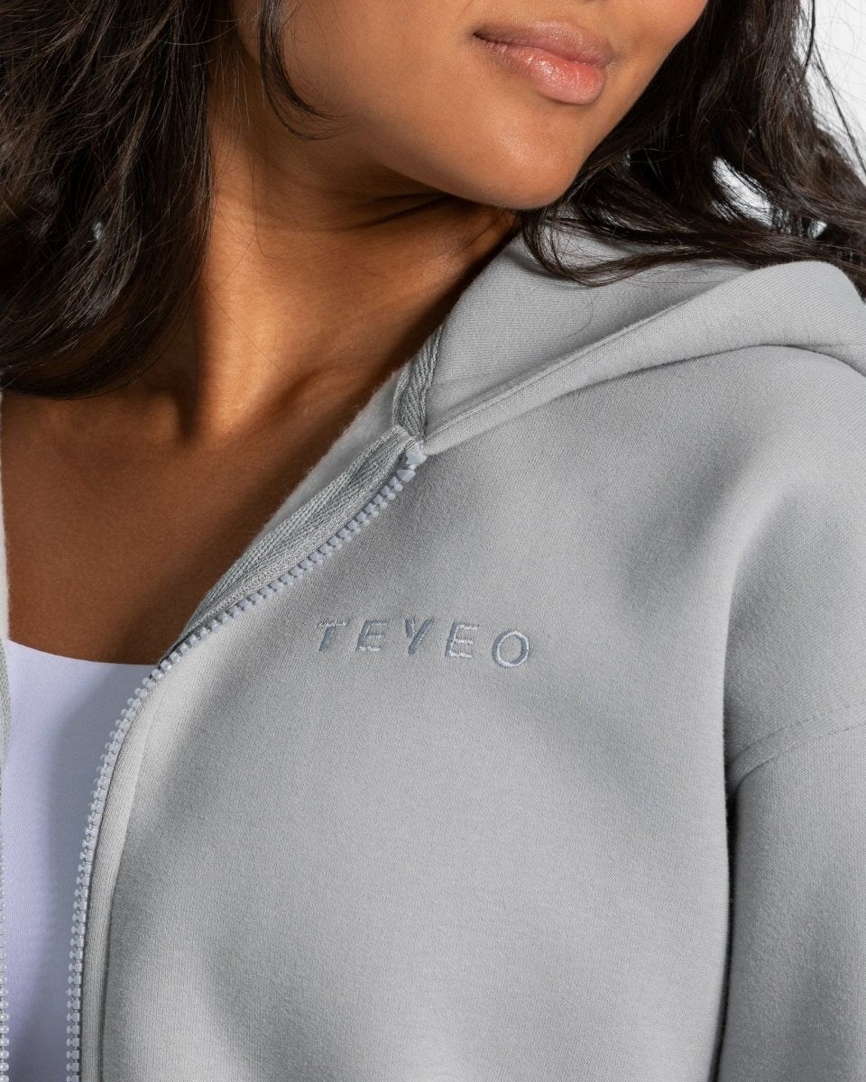 TEVEO Iconic Oversized Zip Hoodie Modre | 034258-TGZ