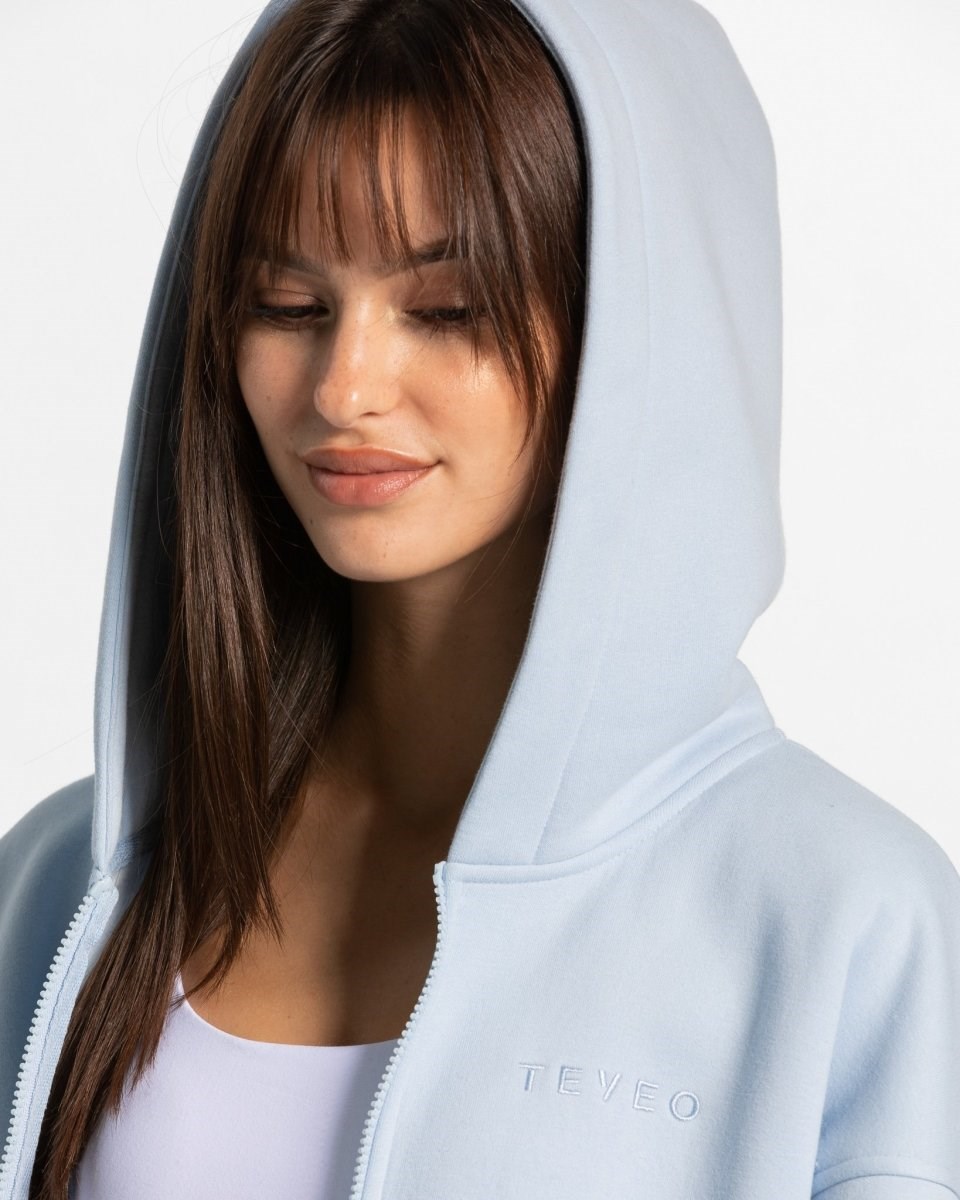 TEVEO Iconic Oversized Zip Hoodie Modre | 280365-TWN