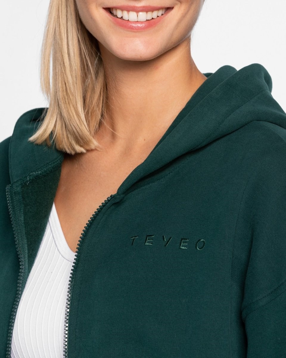 TEVEO Iconic Oversized Zip Hoodie Tmavo Zelene | 108675-KGI