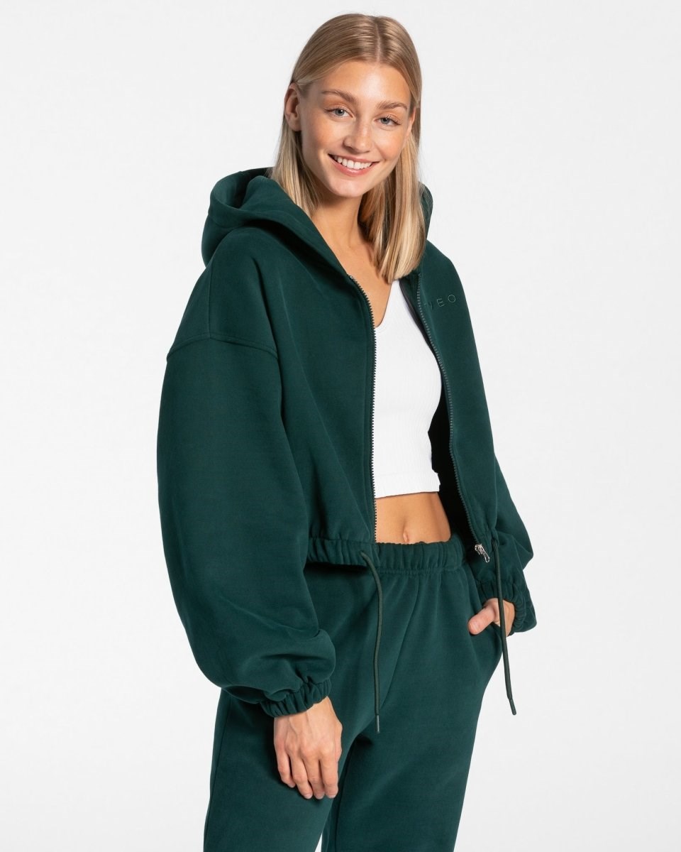 TEVEO Iconic Oversized Zip Hoodie Tmavo Zelene | 108675-KGI