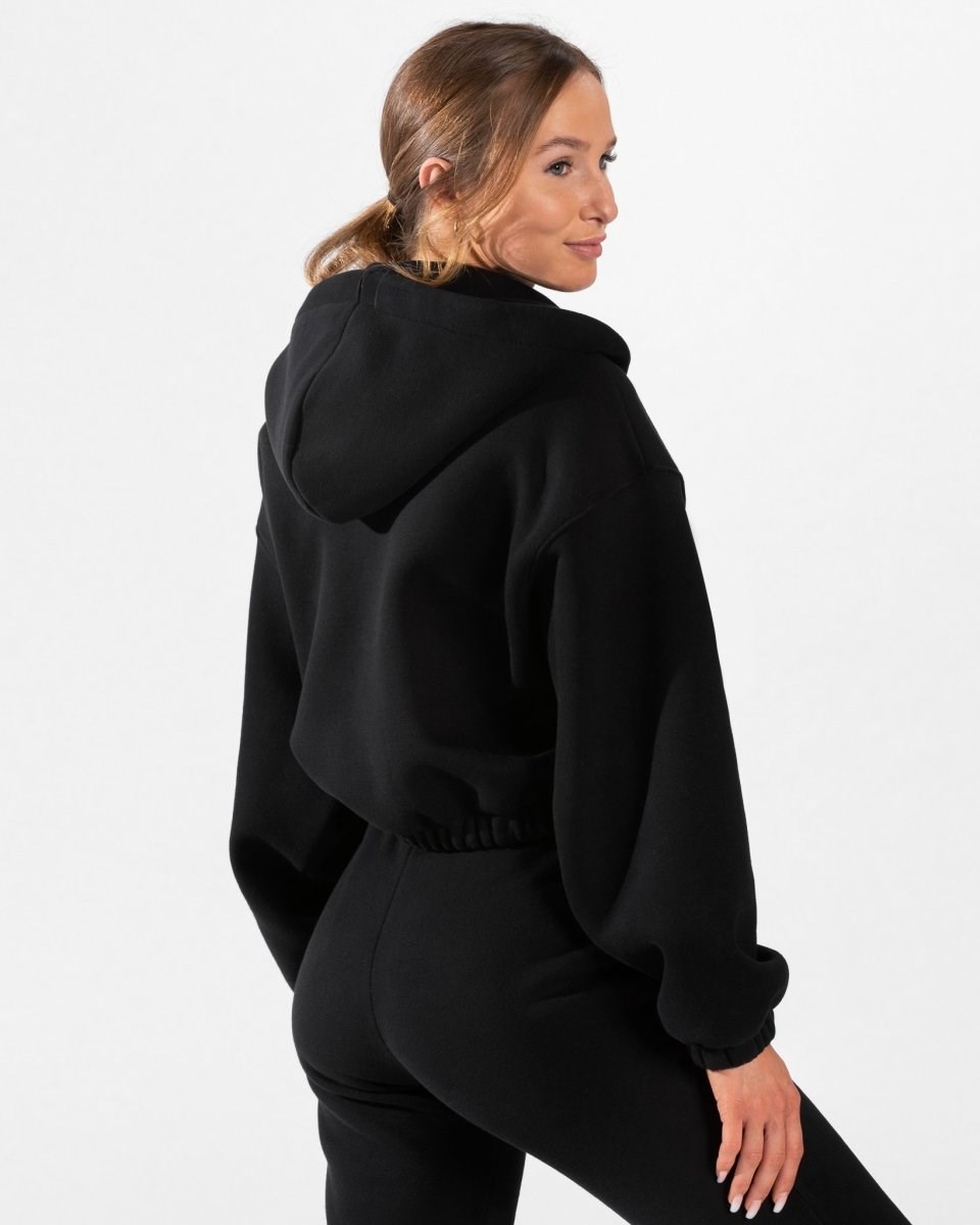 TEVEO Iconic Oversized Zip Hoodie Čierne | 240851-TOA