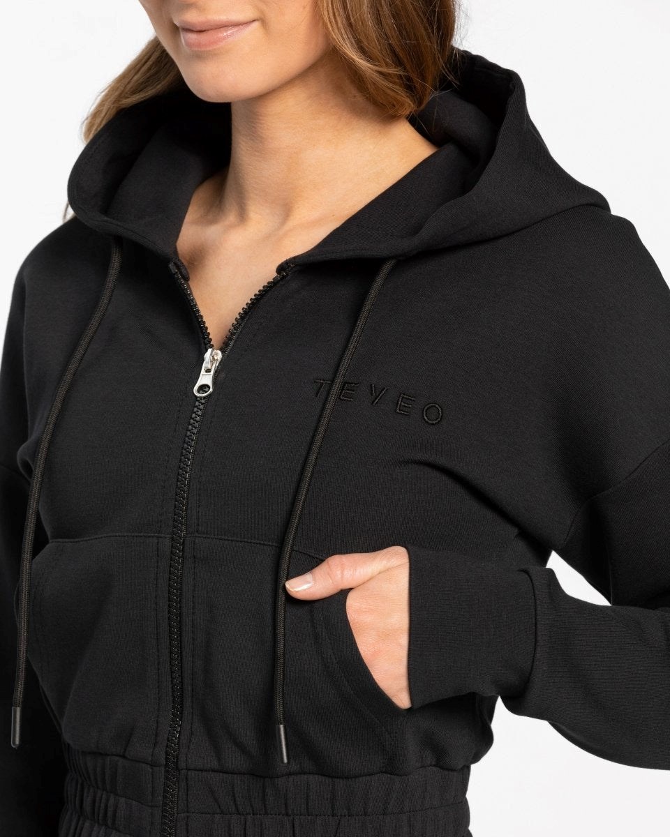 TEVEO Klasické Zip Hoodie Čierne | 238904-HCN