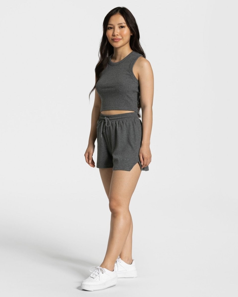 TEVEO Lounge Crop Top Tmavo Siva | 375291-QKA