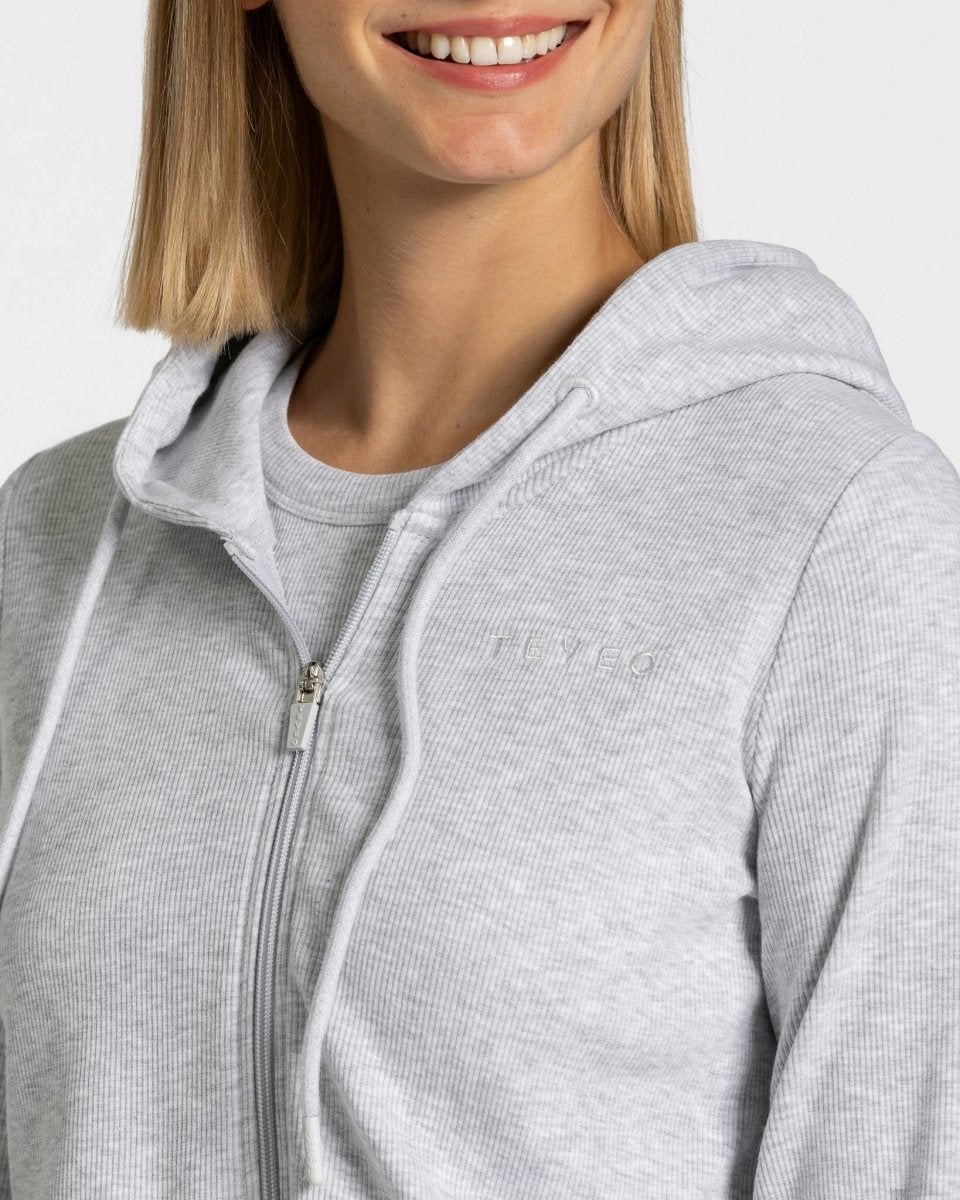 TEVEO Lounge Zip Hoodie Svetlo Siva | 653827-CSB