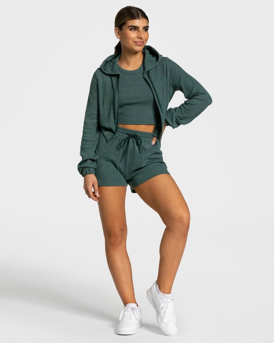 TEVEO Lounge Zip Hoodie Tmavo Zelene | 751486-JMR