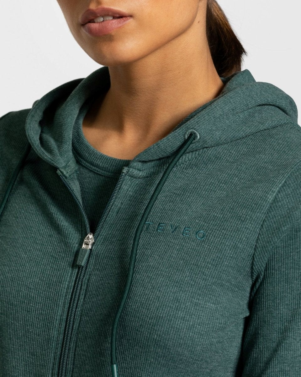TEVEO Lounge Zip Hoodie Tmavo Zelene | 751486-JMR