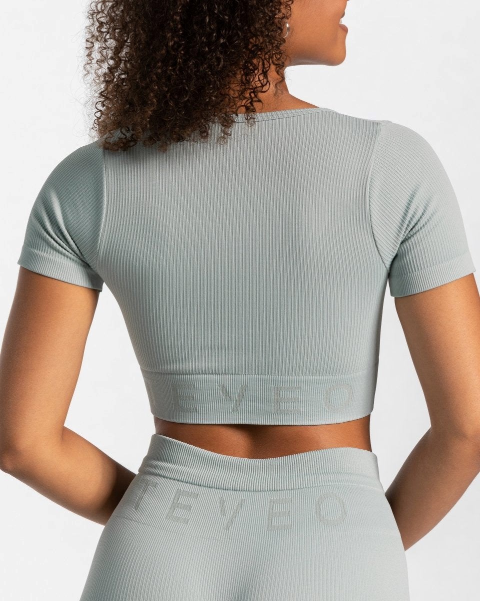 TEVEO Rebrovaný Crop Top Modre | 753421-NSA
