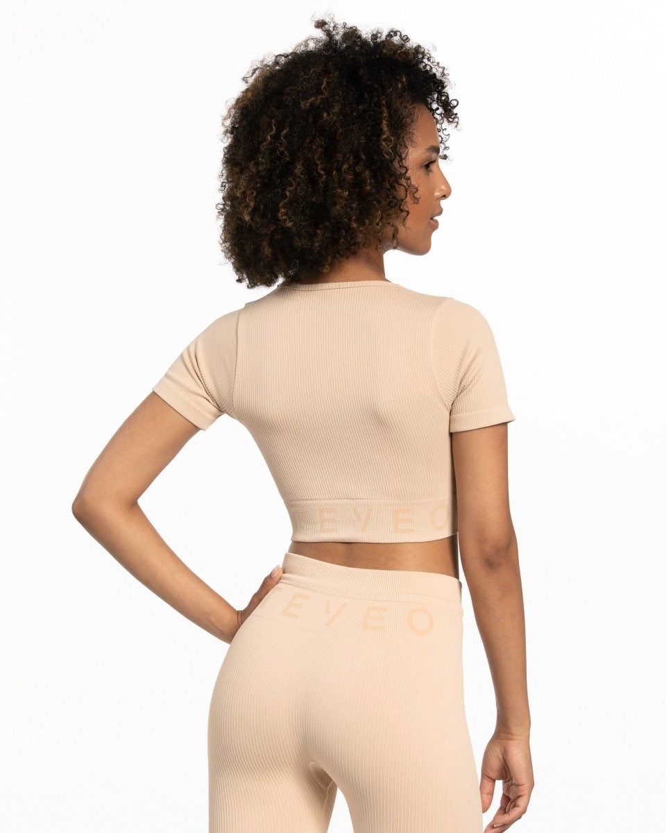 TEVEO Rebrovaný Crop Top Nude | 370854-PCA