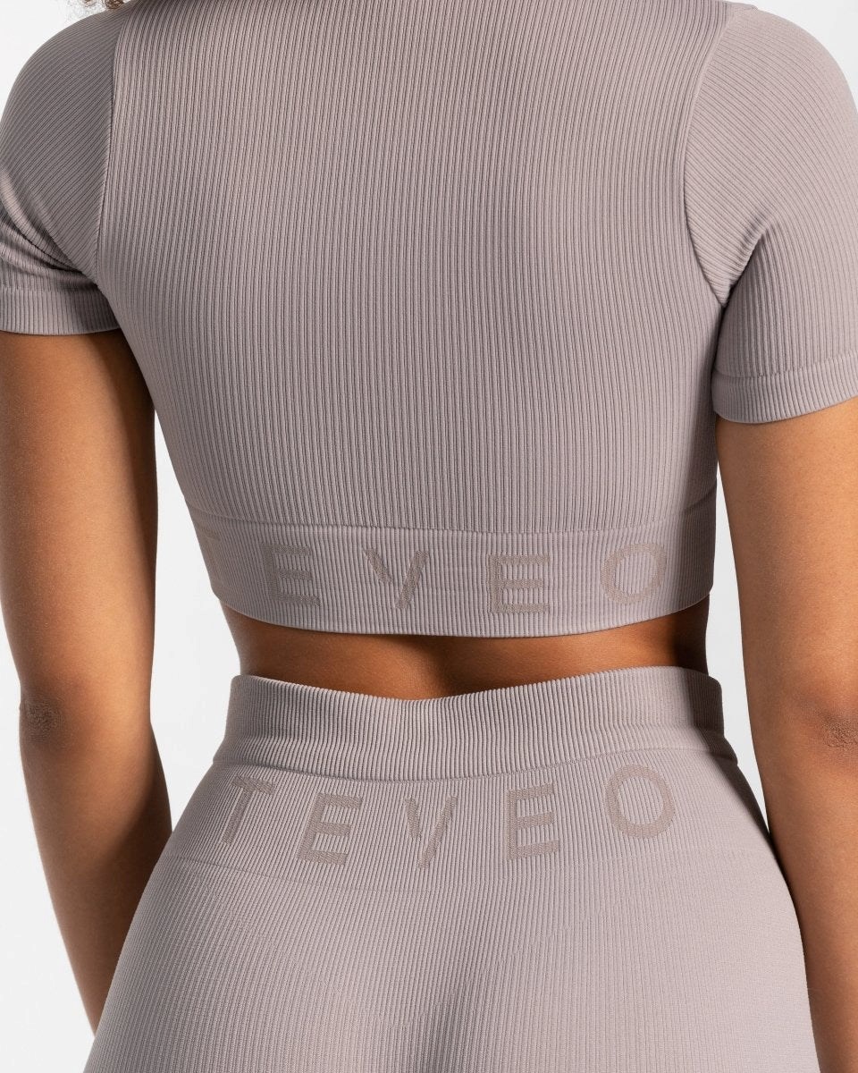 TEVEO Rebrovaný Crop Top Stone | 860392-SMZ