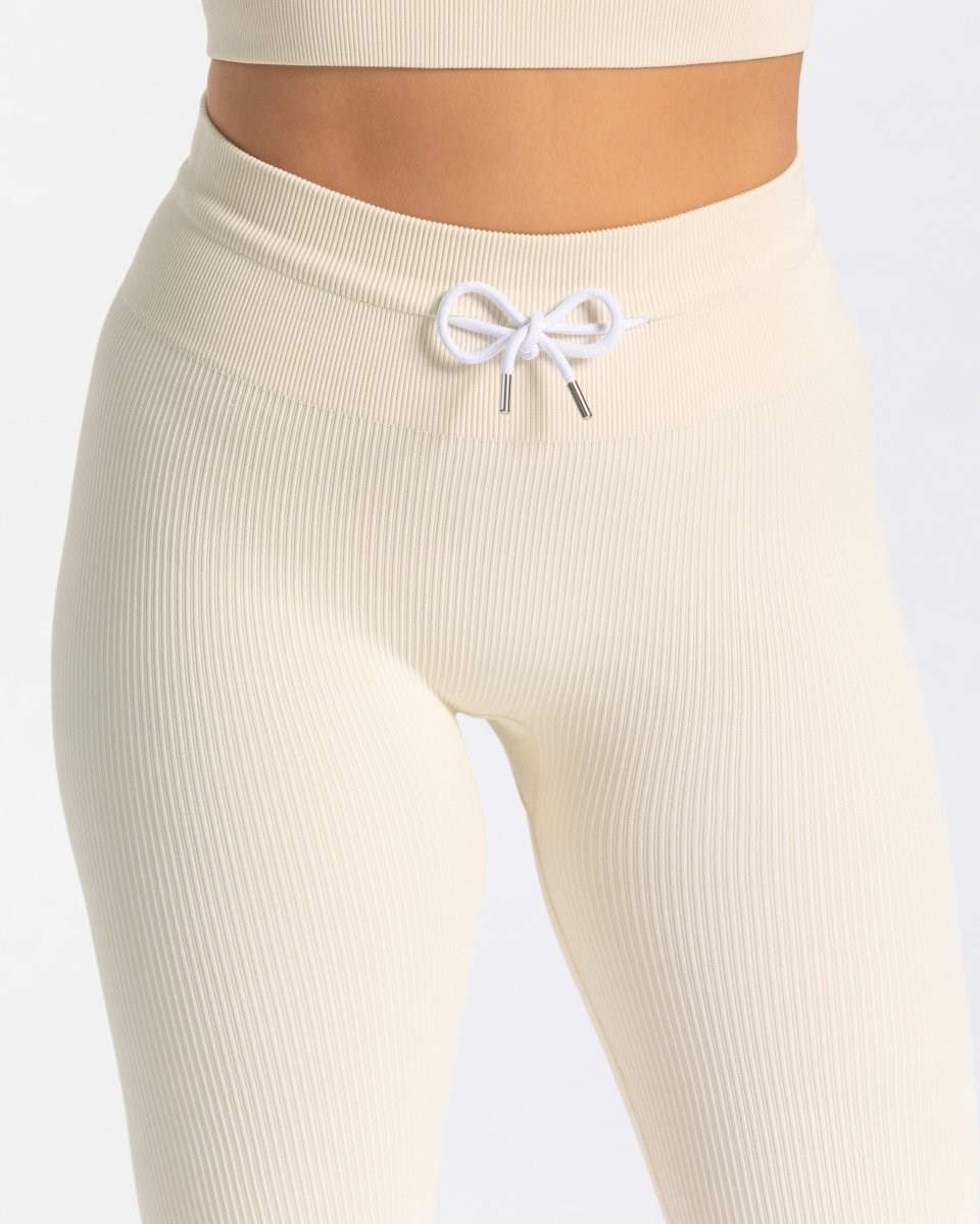 TEVEO Rebrovaný Leggings Ivory | 621079-SFI