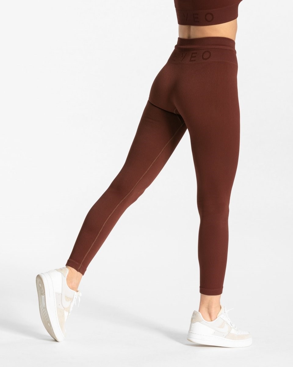 TEVEO Rebrovaný Leggings Mahagoni | 572943-ZLY