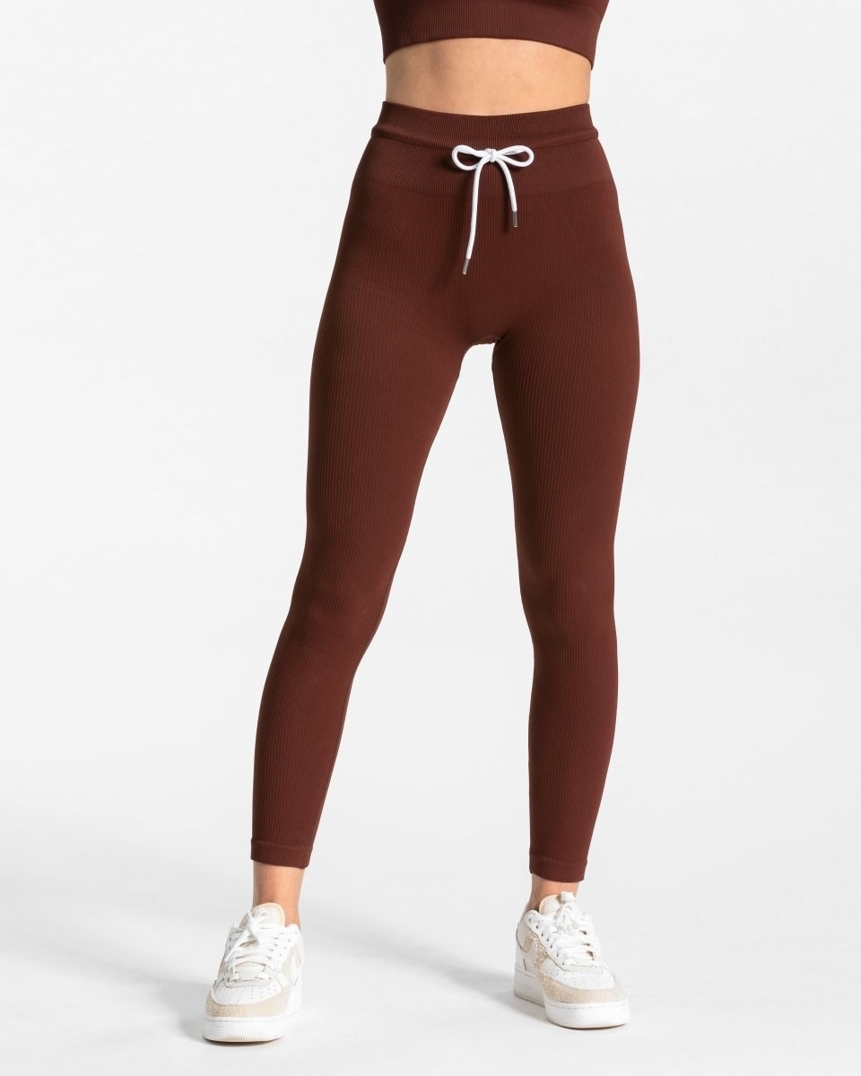 TEVEO Rebrovaný Leggings Mahagoni | 572943-ZLY