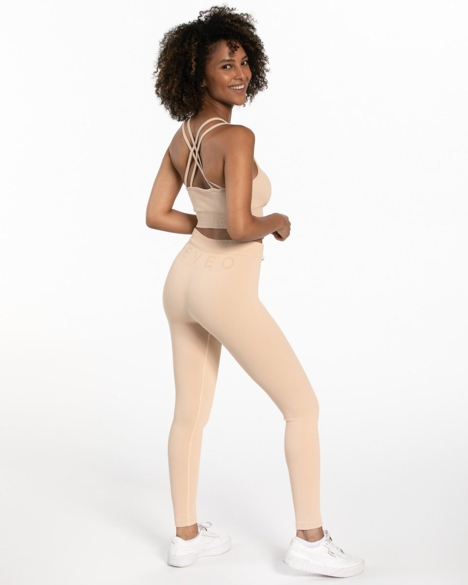 TEVEO Rebrovaný Leggings Nude | 962704-MJN