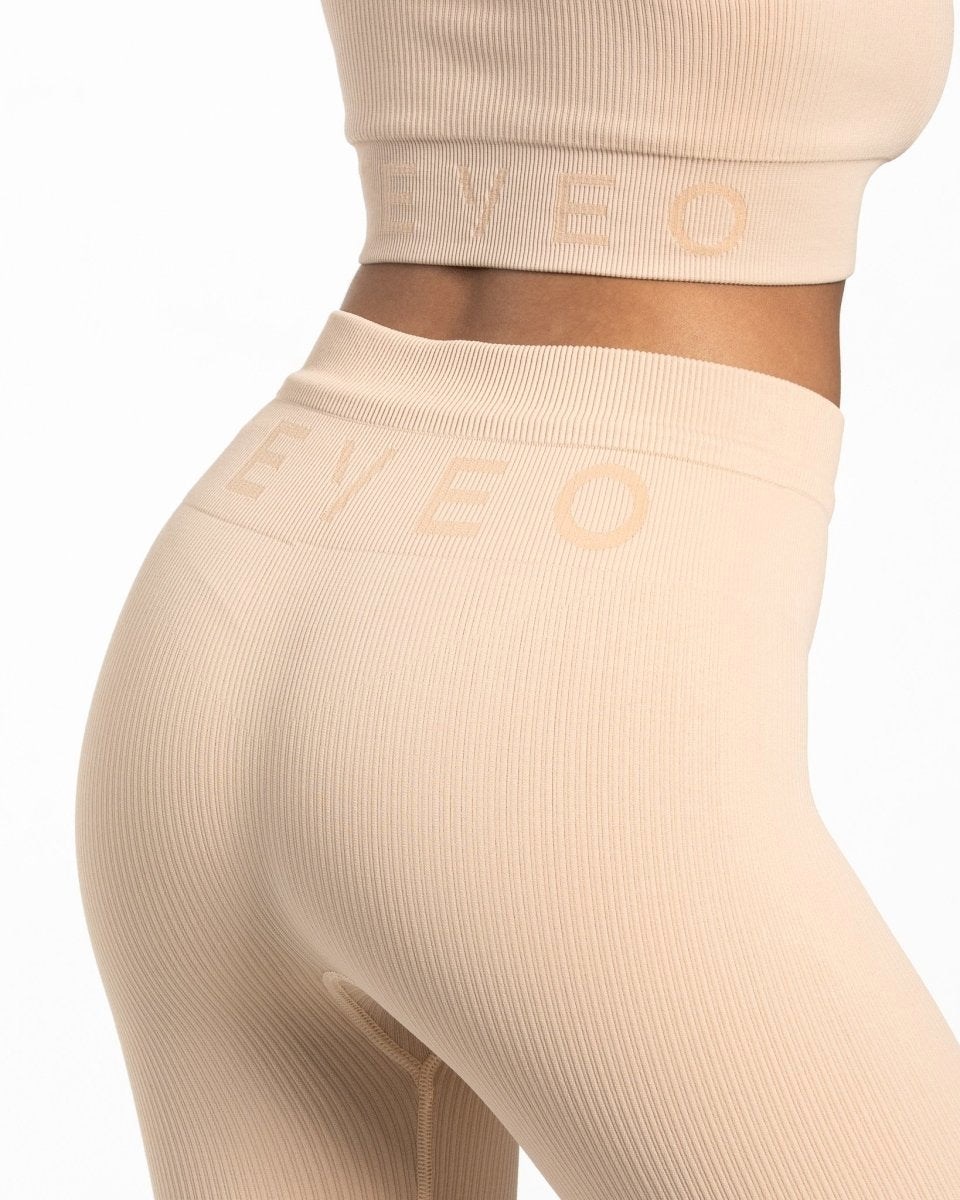 TEVEO Rebrovaný Leggings Nude | 962704-MJN