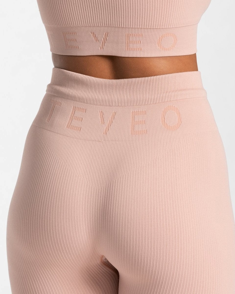 TEVEO Rebrovaný Leggings Ruzove | 018637-RCD