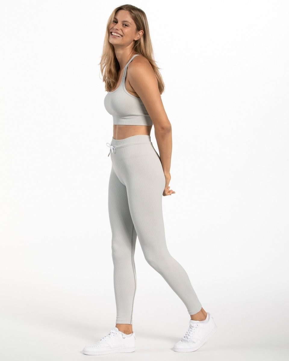 TEVEO Rebrovaný Leggings Svetlo Siva | 687920-HQA