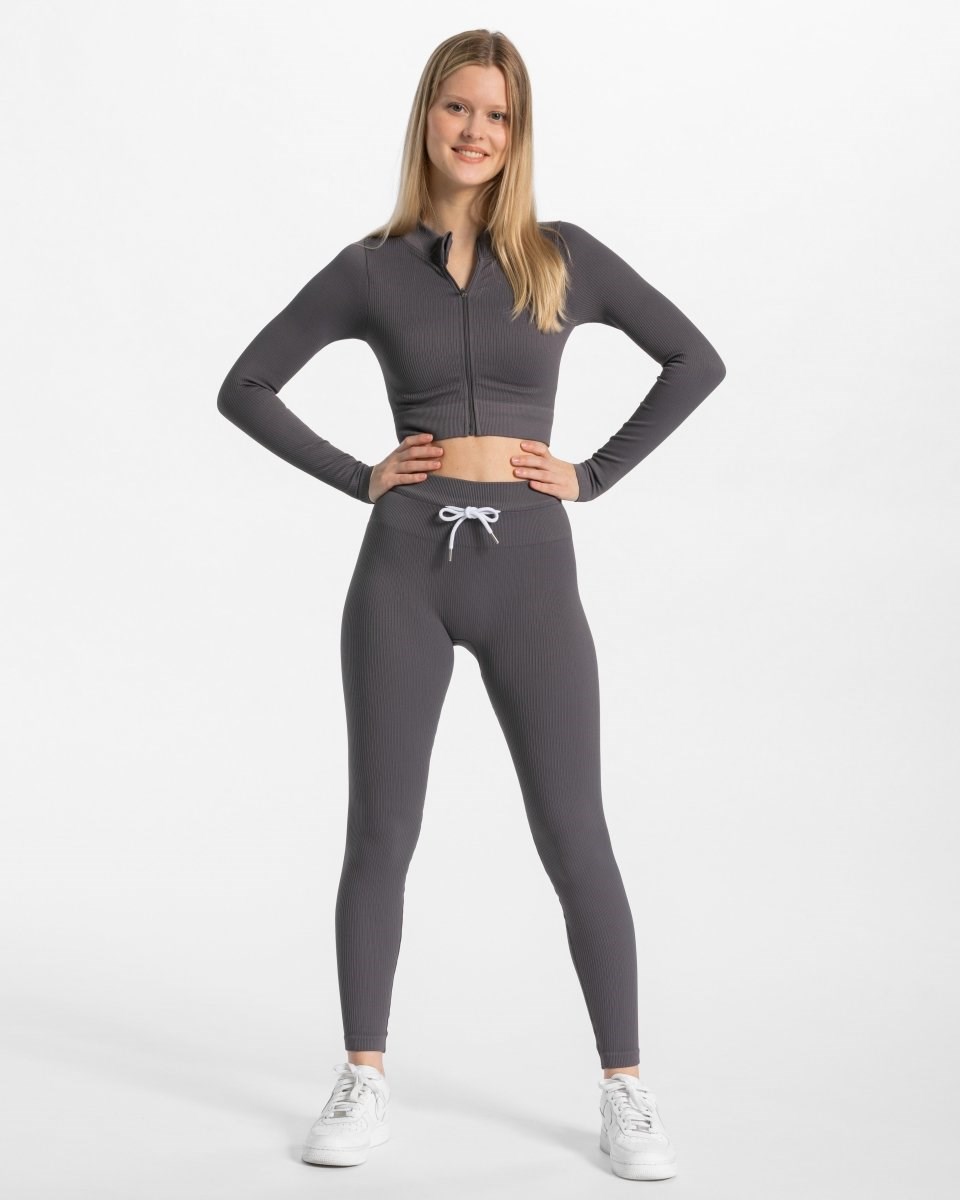 TEVEO Rebrovaný Zip Jackets Gray | 548617-YAR