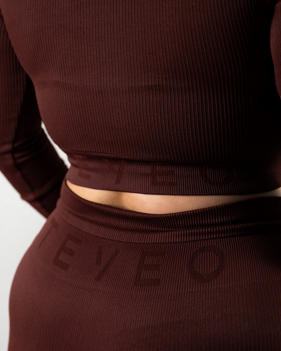 TEVEO Rebrovaný Zip Jackets Mahagoni | 789231-SHU