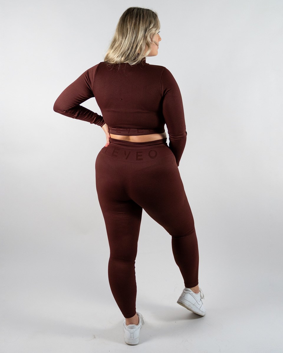 TEVEO Rebrovaný Zip Jackets Mahagoni | 789231-SHU