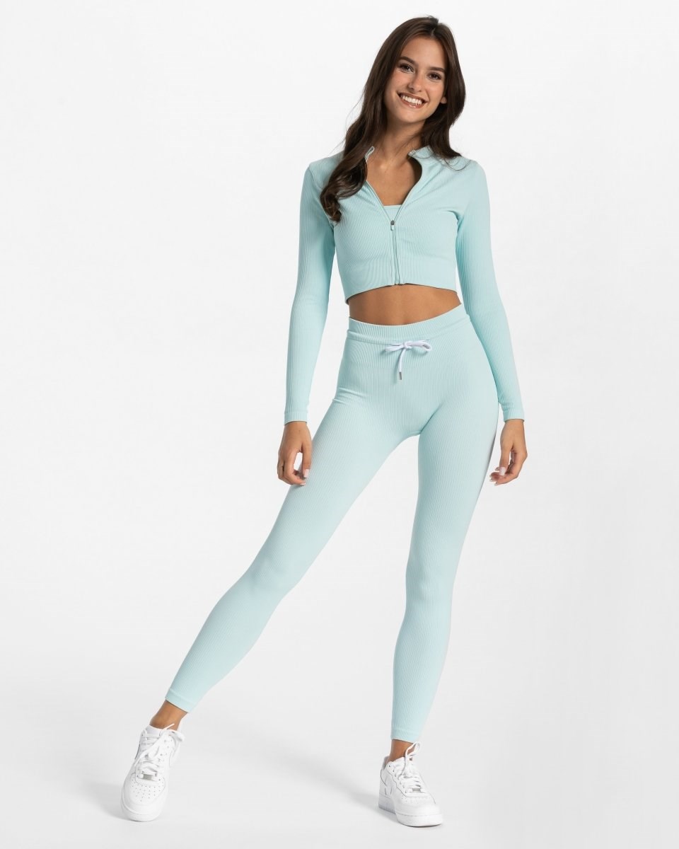 TEVEO Rebrovaný Zip Jackets Modre | 609734-GAD