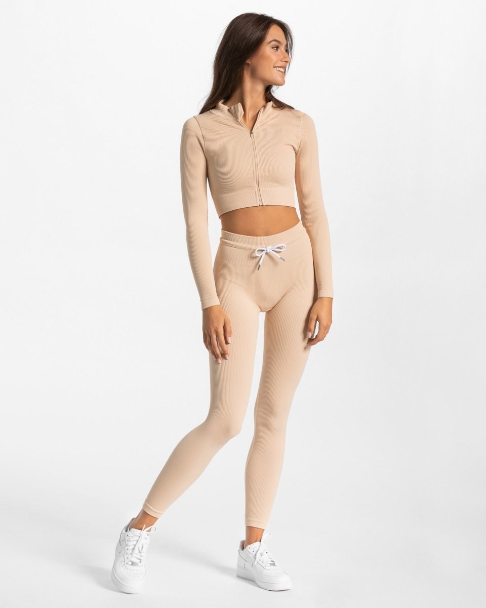 TEVEO Rebrovaný Zip Jackets Nude | 791260-THY