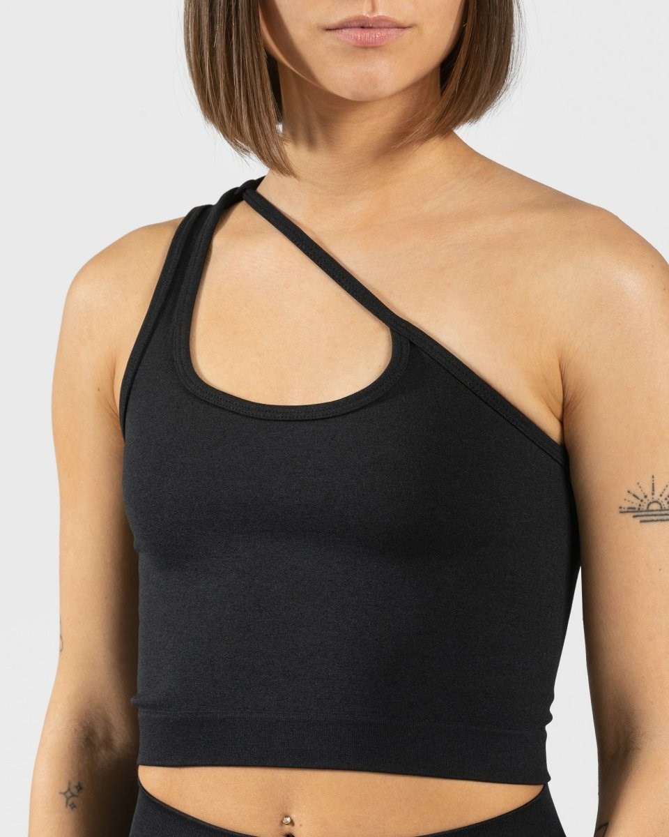 TEVEO Sassy One Shoulder Top Čierne | 047123-UGE