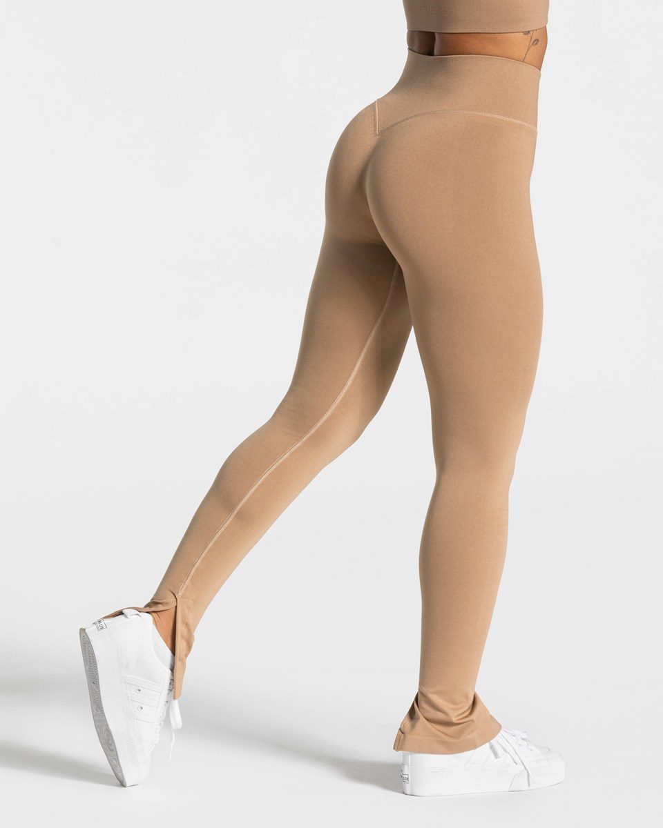 TEVEO Sassy Slit Leggings Béžové | 352089-LUZ