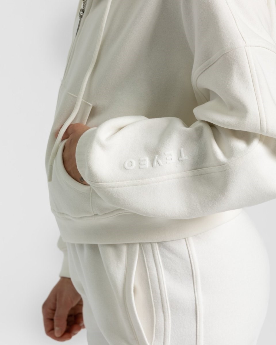 TEVEO Sassy Zip Hoodie Biele | 538496-QHL