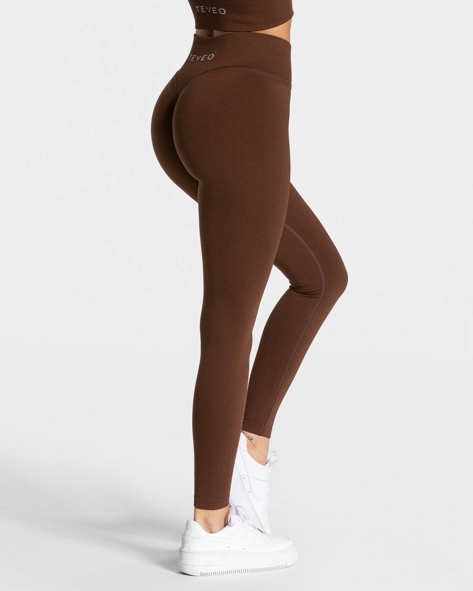 TEVEO Statement Scrunch Leggings Kaffee | 918657-MNX