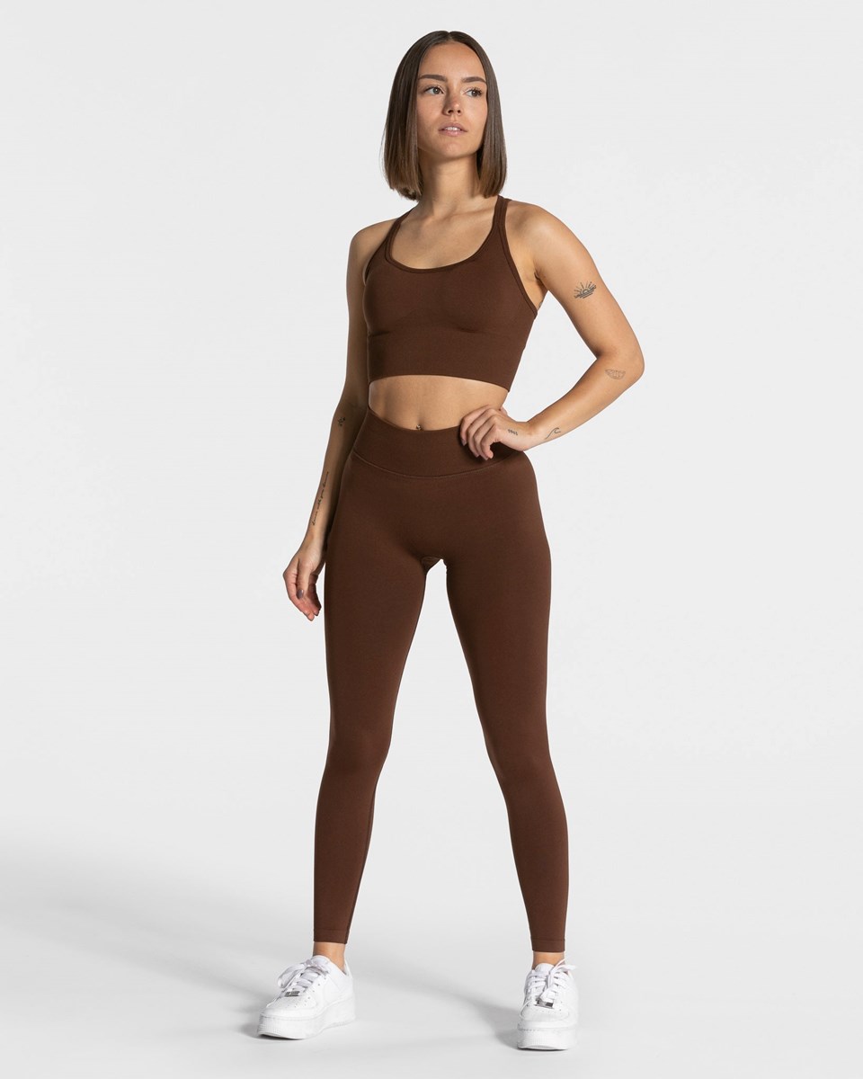 TEVEO Statement Scrunch Leggings Kaffee | 918657-MNX