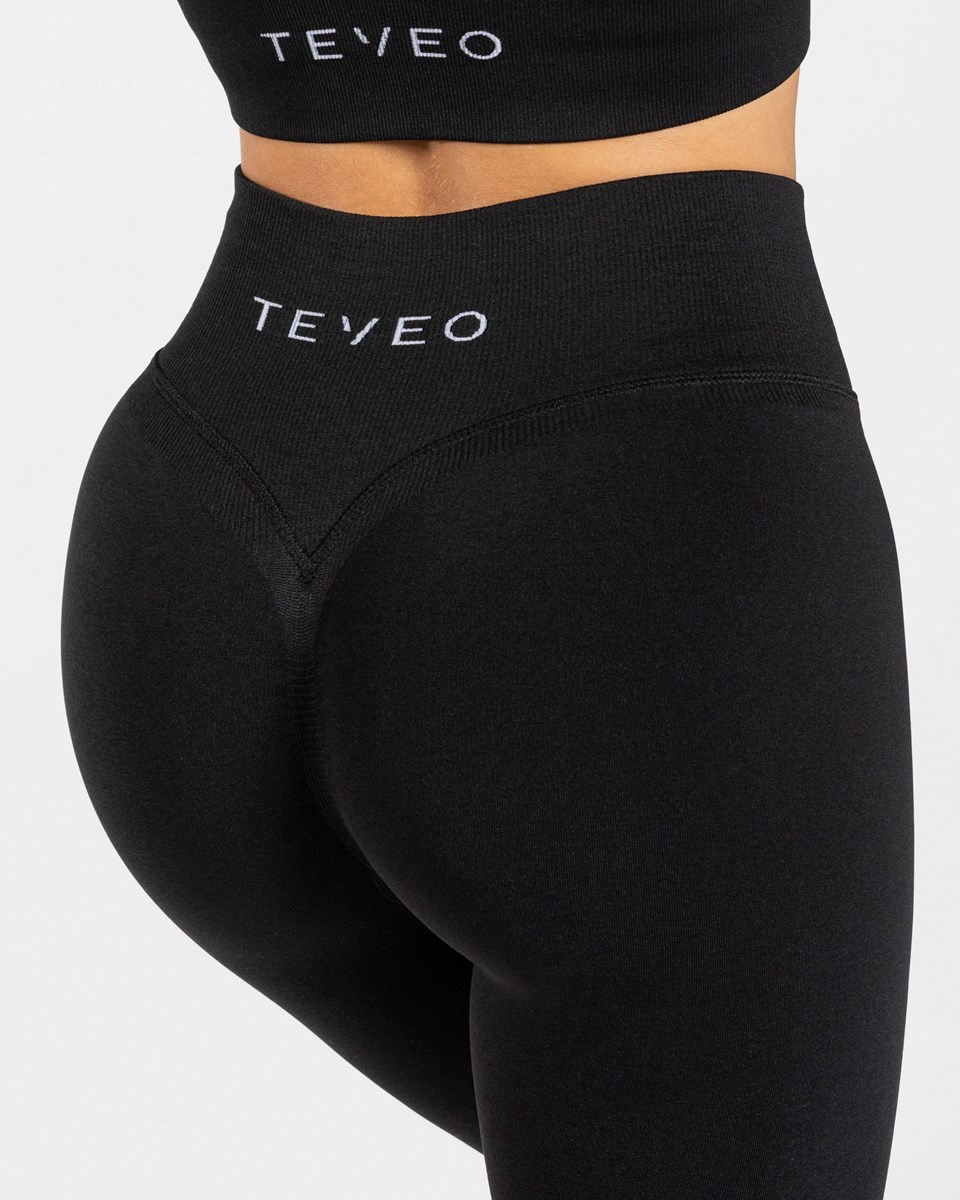 TEVEO Statement Scrunch Leggings Čierne | 360478-VCL