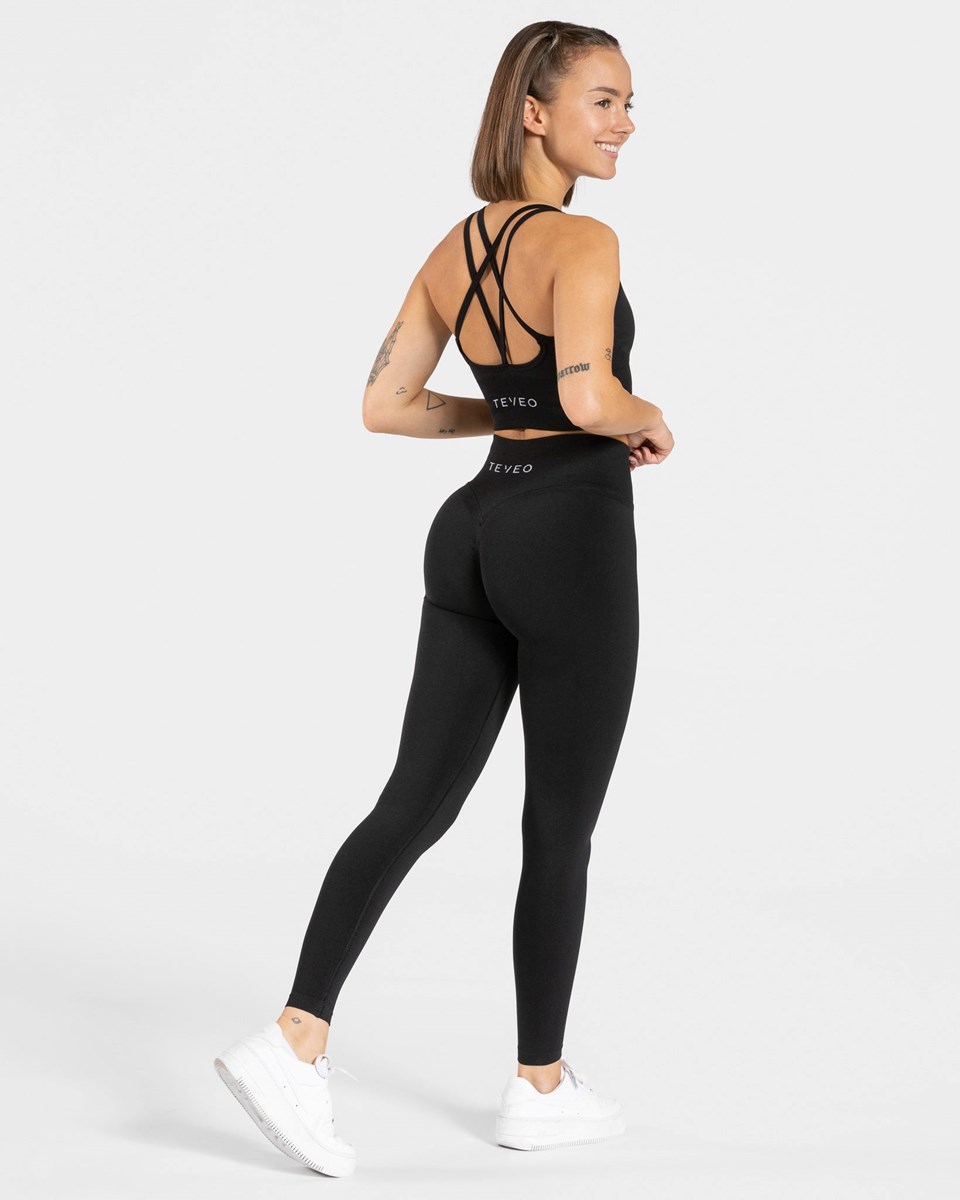 TEVEO Statement Scrunch Leggings Čierne | 360478-VCL