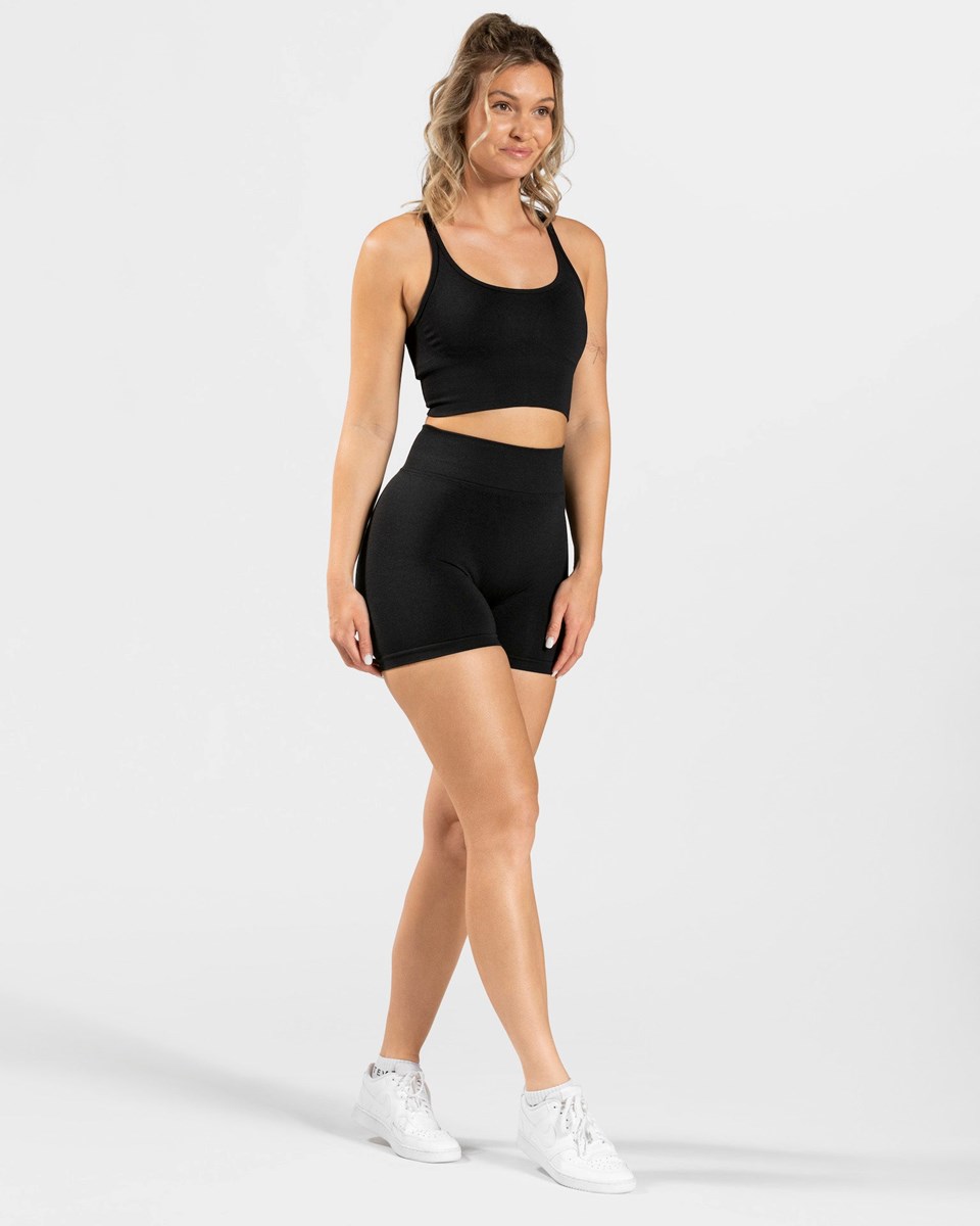 TEVEO Statement Scrunch Shorts Čierne | 169702-UKH
