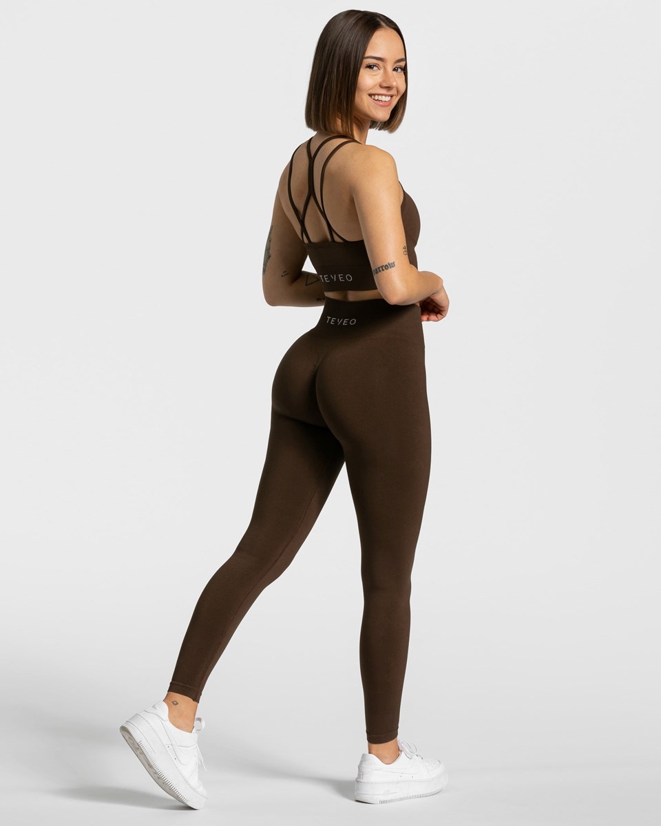 TEVEO Timeless Scrunch Leggings Tmavo Hnede | 562184-LXM